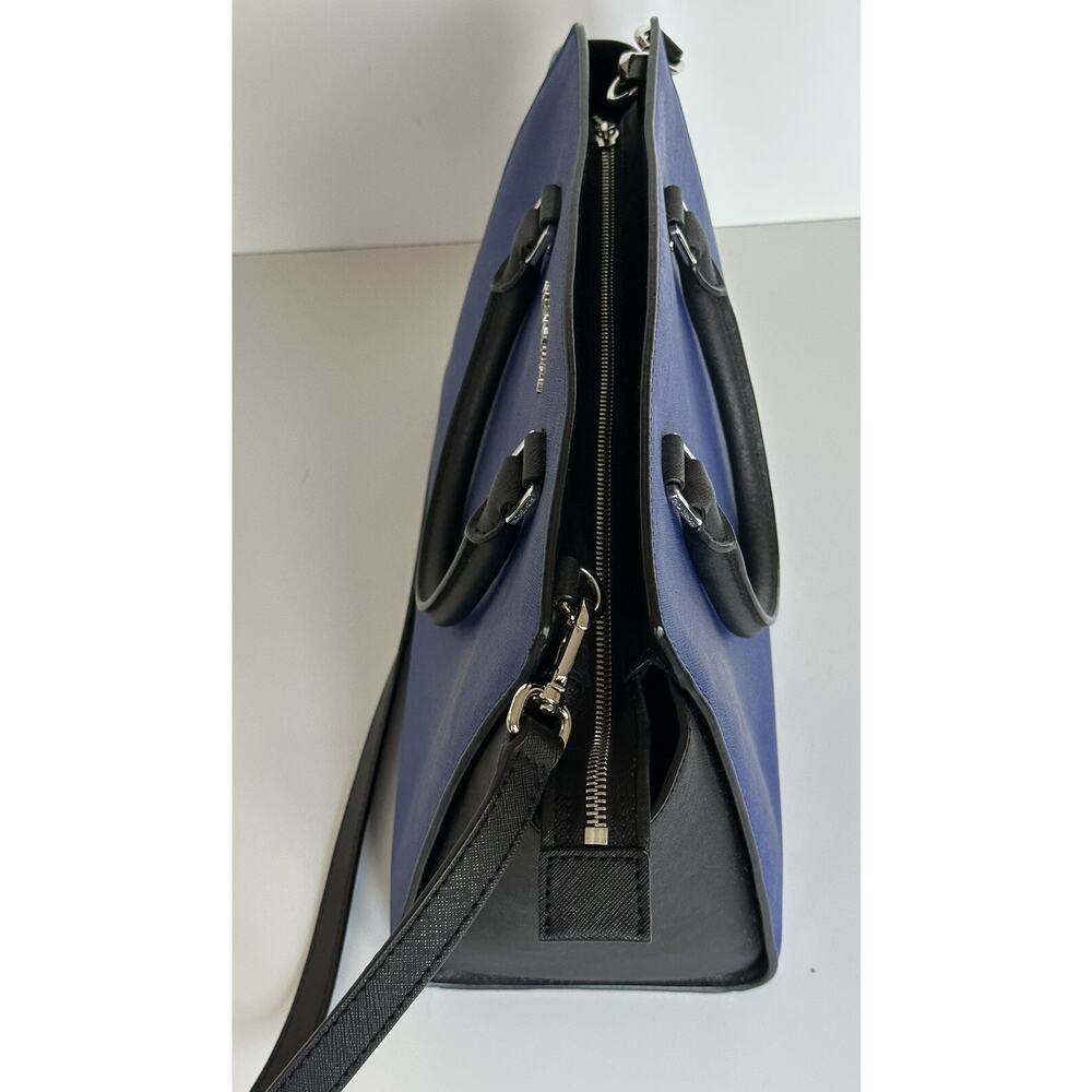 Michael Kors Selma Sapphire/Black LG Leather Satchel Handbag - Picture 11 of 13